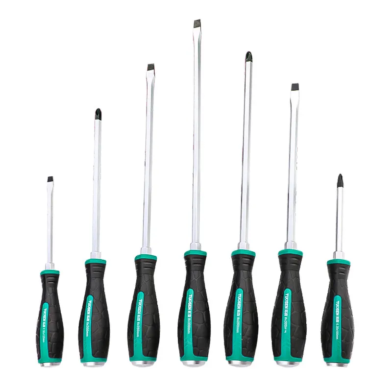 Through-Tang Impact Screwdriver Set 4-12 Inch – Striking Cap Slotted & Phillips Screwdrivers for Heavy-Duty Prying and Hammering Tasks